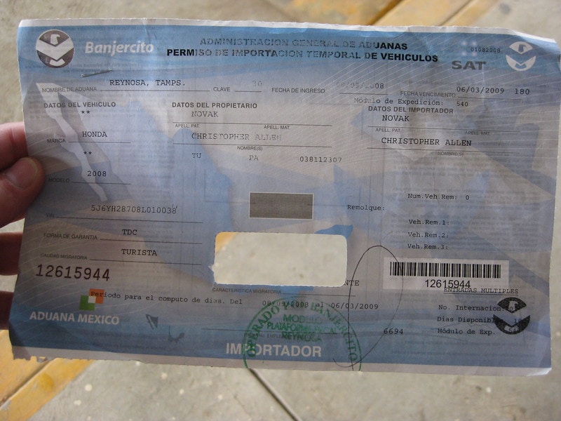 temporary import permit Mexico