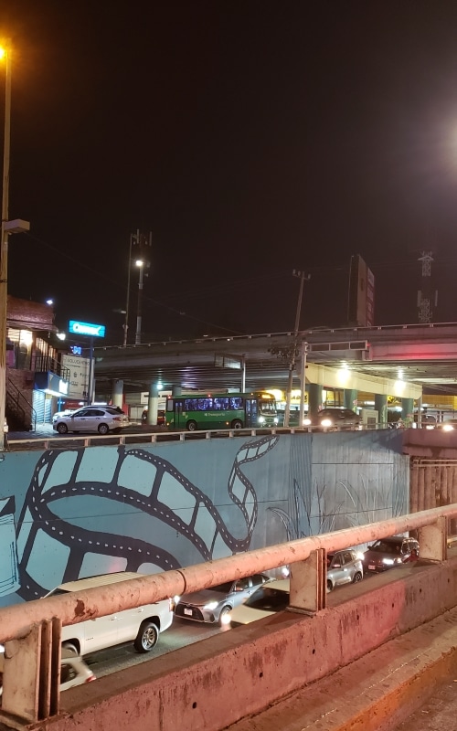 bus over bridge in Guadalajara